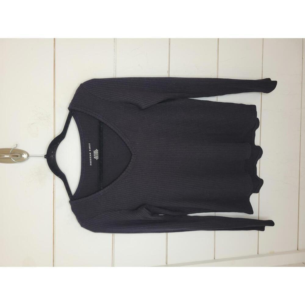 American Eagle Outfitters XS black ribbed oversized long sleeve shirt